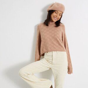 LA Hearts Isabella Scoop Sweater Womens XS Pink Pullover Mock Neck Long Sleeve